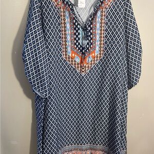 Elings Boutique Blue Geometric Patterned Women's Dress